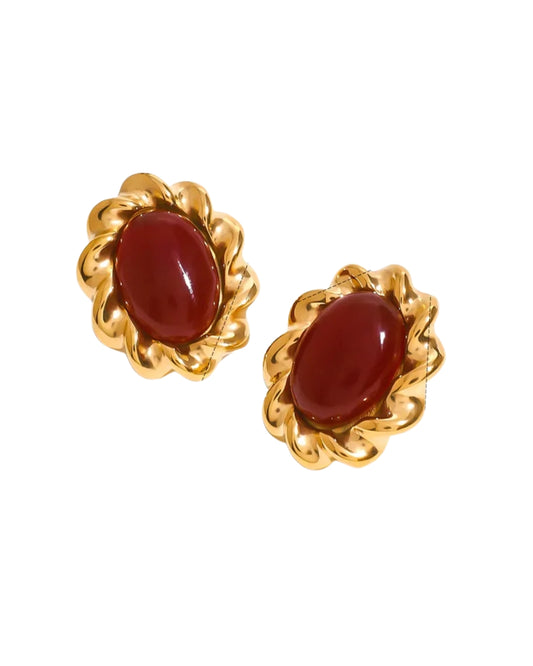 Oval Curly Frame Stud