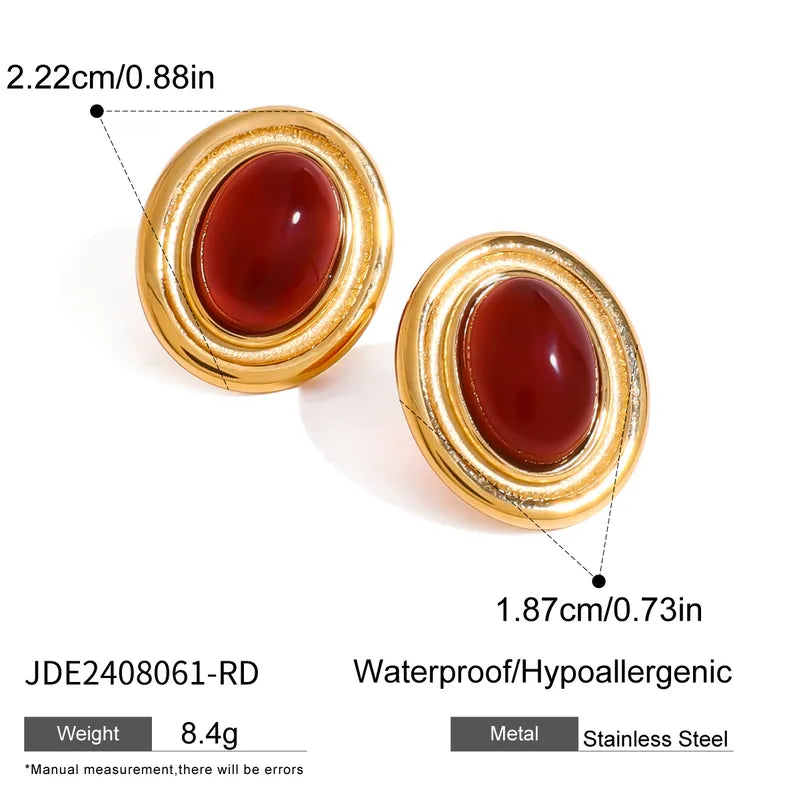 Oval Ruby Red Stud